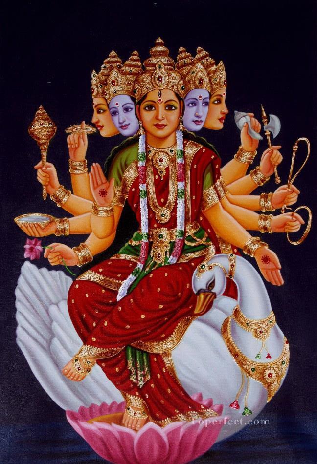 Goddess Gayatri from India Oil Paintings